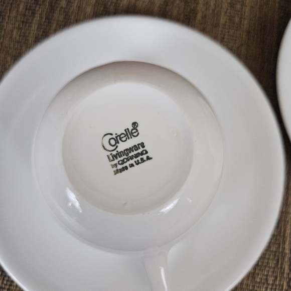 Vintage 1970s Corelle by Corning Solid White Tea Cup & Saucer Set of 2 - Picture 8 of 11